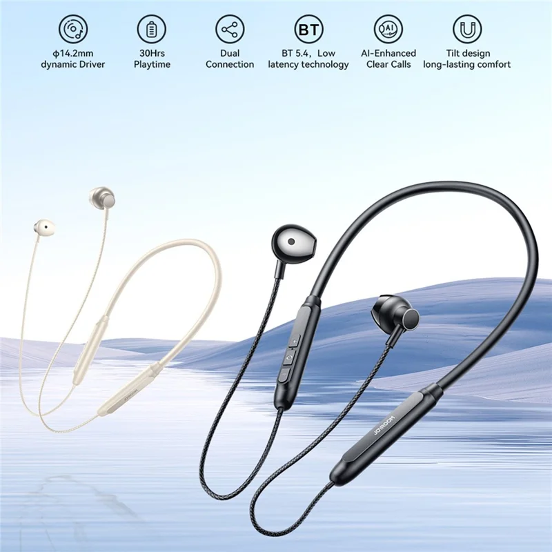 JOYROOM JR-D8 Neckband Wireless Earphone Low Latency Bluetooth-compatible 5.4 Headphone - Beige