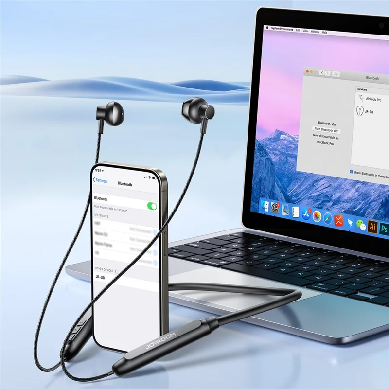 JOYROOM JR-D8 Neckband Wireless Earphone Low Latency Bluetooth-compatible 5.4 Headphone - Beige