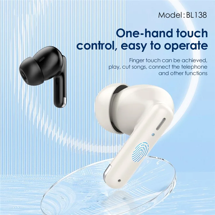 FONENG BL138 In-Ear Sports Headphones Touch Control Bluetooth-compatible 5.3 TWS Earphones - Black