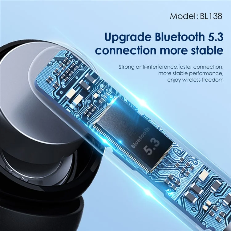 FONENG BL138 In-Ear Sports Headphones Touch Control Bluetooth-compatible 5.3 TWS Earphones - Black
