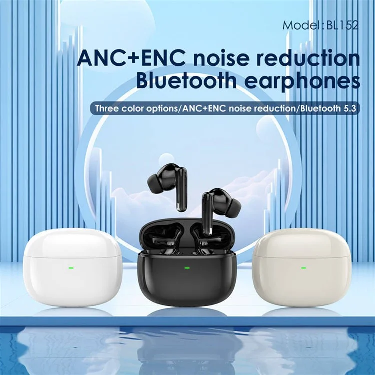FONENG BL152 ANC+ENC Noise Cancelling Wireless Bluetooth-compatible Headphones TWS In-Ear Earbuds - Black