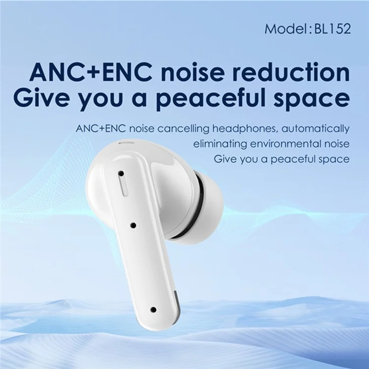 FONENG BL152 ANC+ENC Noise Cancelling Wireless Bluetooth-compatible Headphones TWS In-Ear Earbuds - Black