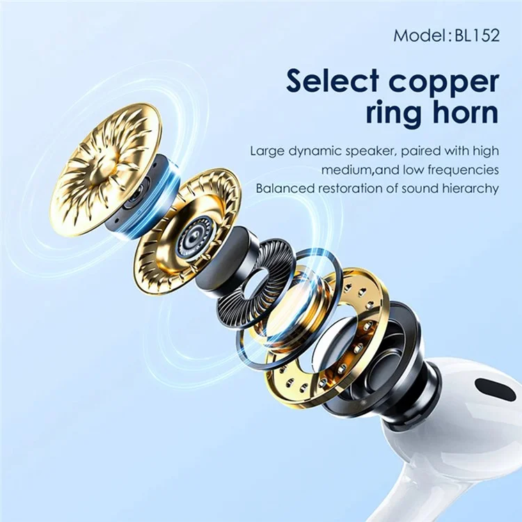 FONENG BL152 ANC+ENC Noise Cancelling Wireless Bluetooth-compatible Headphones TWS In-Ear Earbuds - Black