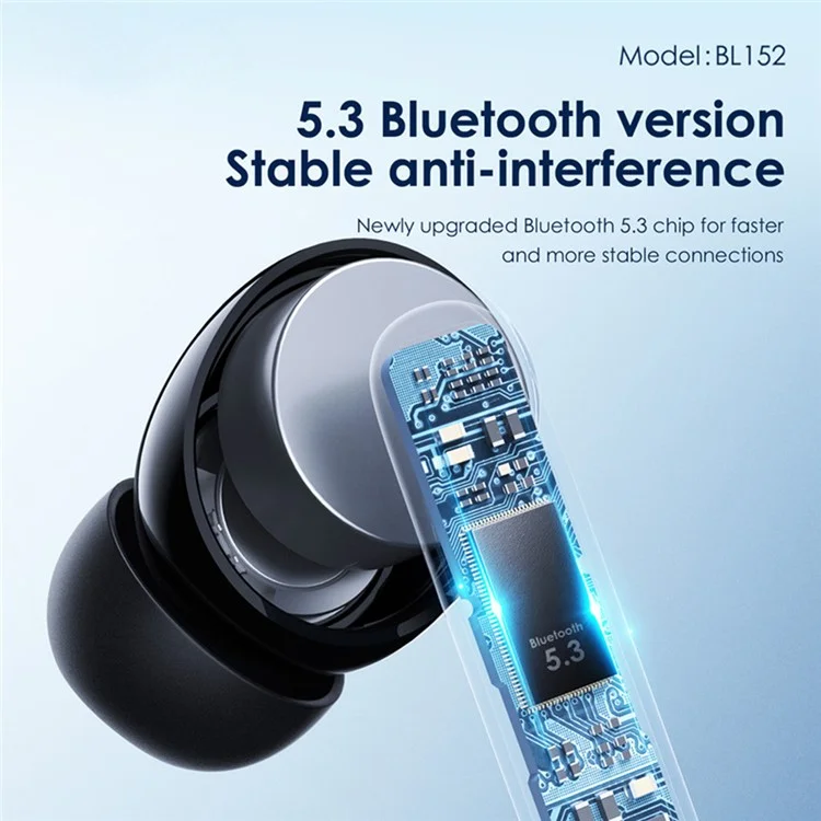 FONENG BL152 ANC+ENC Noise Cancelling Wireless Bluetooth-compatible Headphones TWS In-Ear Earbuds - Black