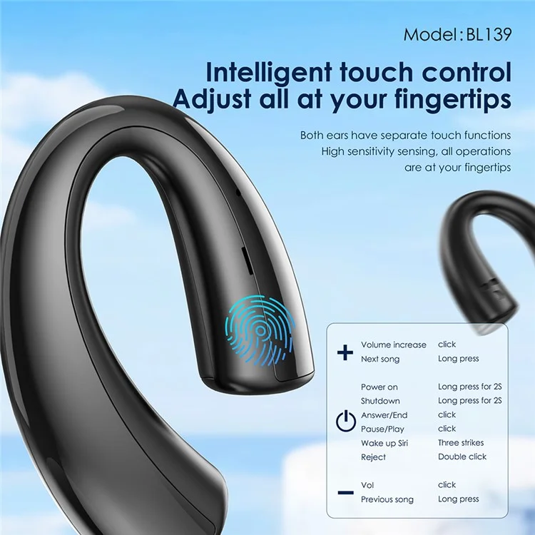 Fones de Ouvido Bluetooth com Condução Óssea FONENG BL139 OWS - Preto