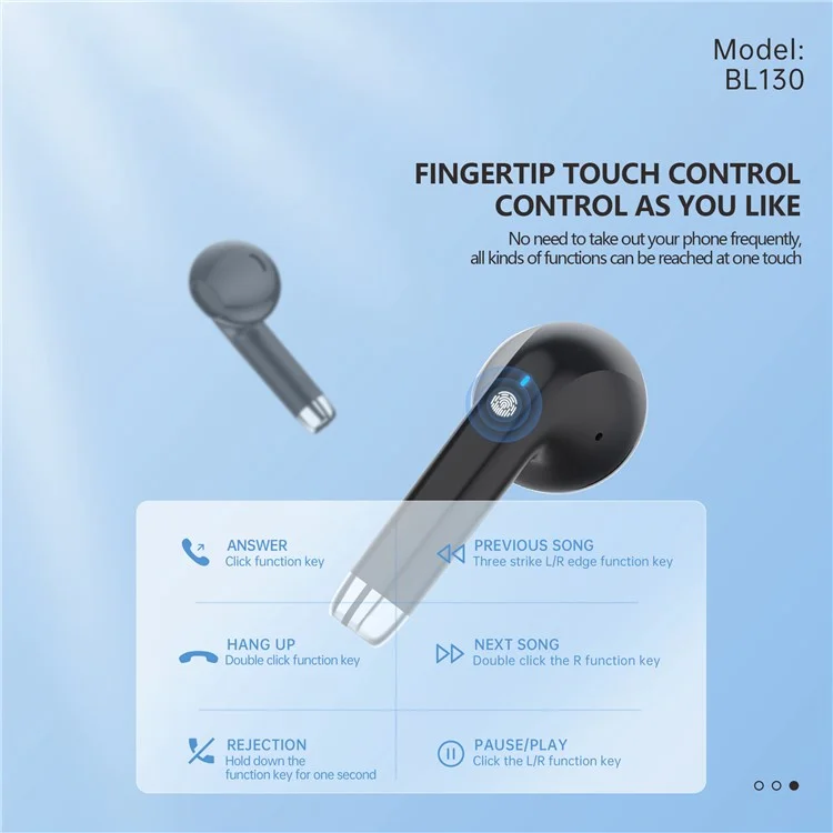 FONENG BL130 TWS Auricolari Bluetooth Touch Control Stereo Music Wireless Headset - Nero