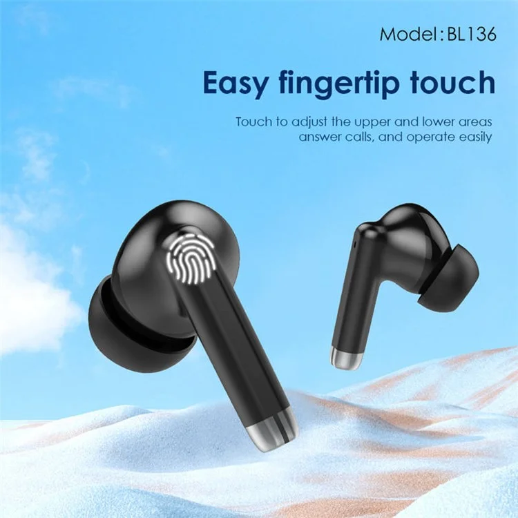 FONENG BL136 TWS Auricolari Bluetooth In-Ear Controllo Touch Wireless Stereo Music Headset - Nero