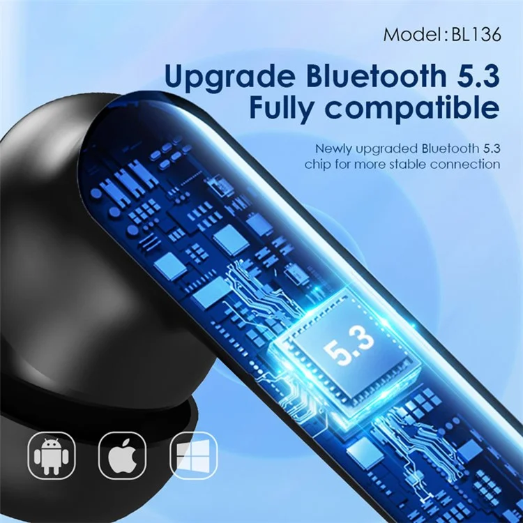 FONENG BL136 TWS Auricolari Bluetooth In-Ear Controllo Touch Wireless Stereo Music Headset - Nero