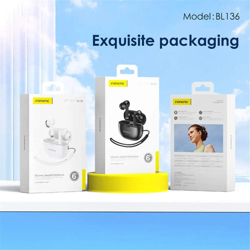 FONENG BL136 TWS Bluetooth-compatible In-Ear Earphone Touch Control Wireless Stereo Music Headset - White