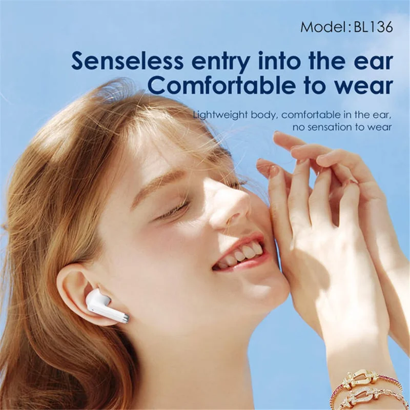 FONENG BL136 TWS Bluetooth-compatible In-Ear Earphone Touch Control Wireless Stereo Music Headset - White