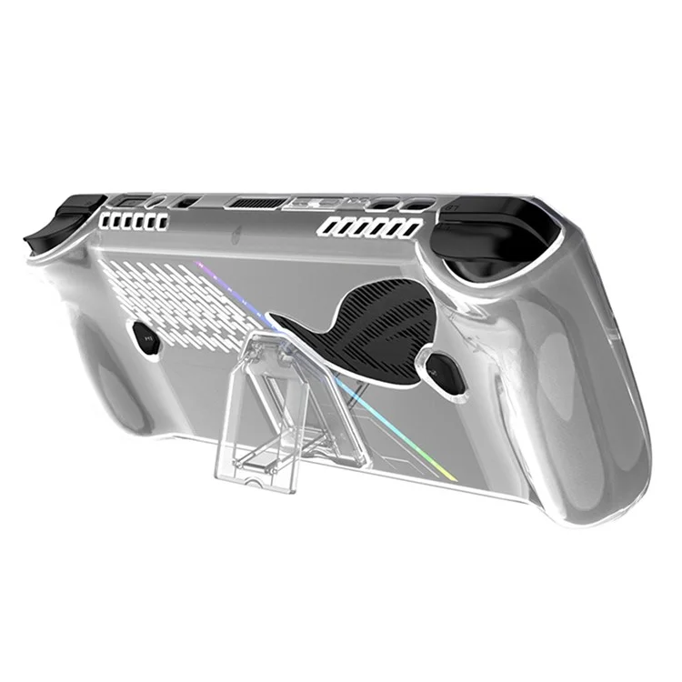 Para Asus ROG Ally X TPU Case Gamings Handheld Clear Protective Cover with Foldable Stand
