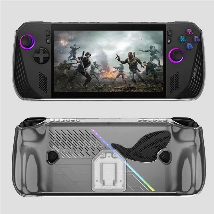 Para Asus ROG Ally X TPU Case Gamings Handheld Clear Protective Cover with Foldable Stand