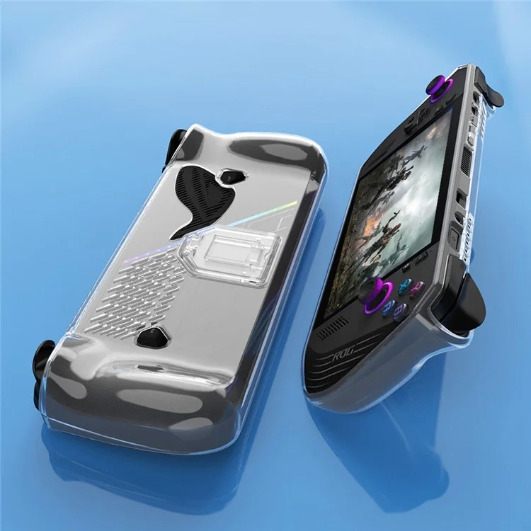 Para Asus ROG Ally X TPU Case Gamings Handheld Clear Protective Cover with Foldable Stand