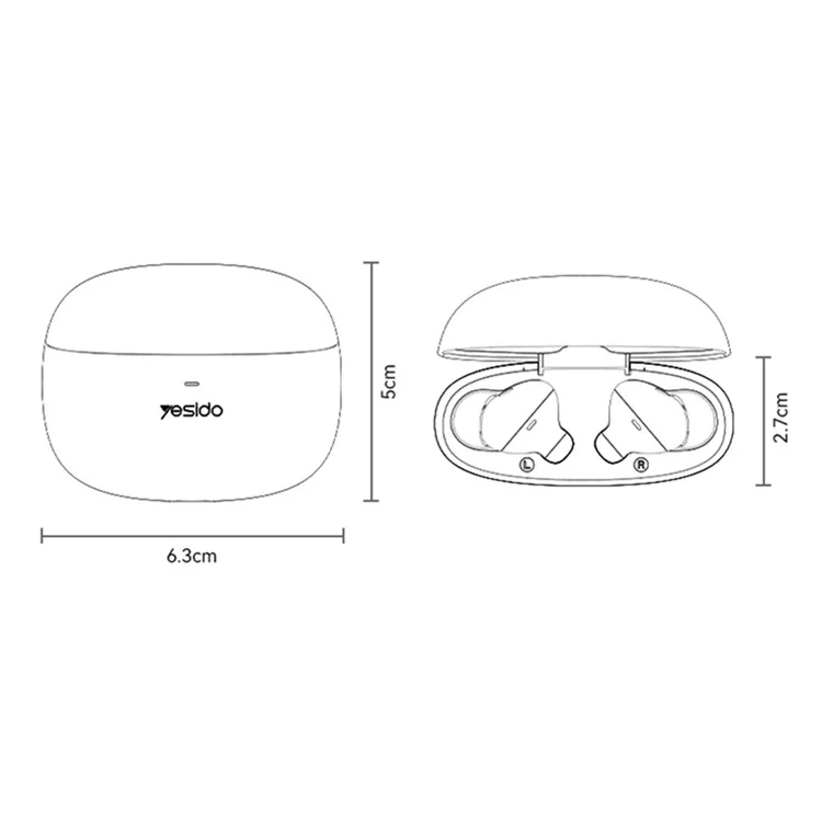 Yesido TWS28 Anc + Enc Eatphone Sans Fil Bluetooth Bruit Noise Anceling Earbud - Blanc