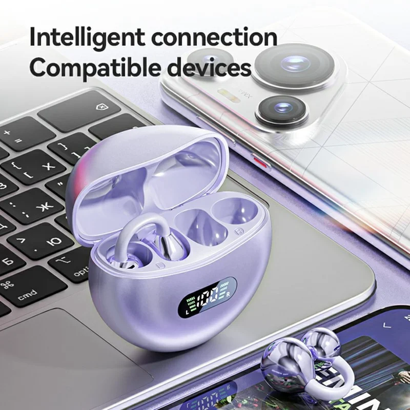 Écouteurs sans fil Bluetooth M79 Ear Clip - Réduction du bruit - Beige