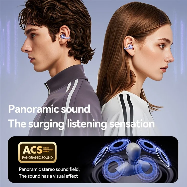 M91 Ear Clip Earbuds Wireless Bluetooth-compatible Headphones Noise Reduction Earphones - Purple