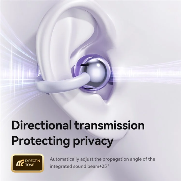 M91 Ear Clip Earbuds Wireless Bluetooth-compatible Headphones Noise Reduction Earphones - Purple
