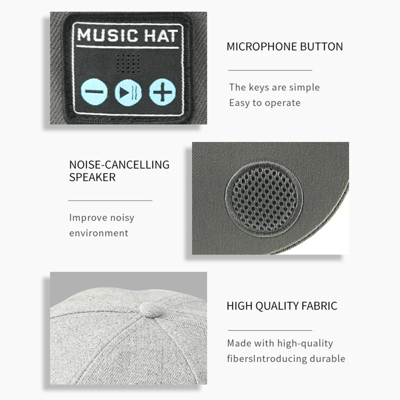 YX2 Hat Wireless Bluetooth-compatible Earphone Music Speaker Smart Cap - Black