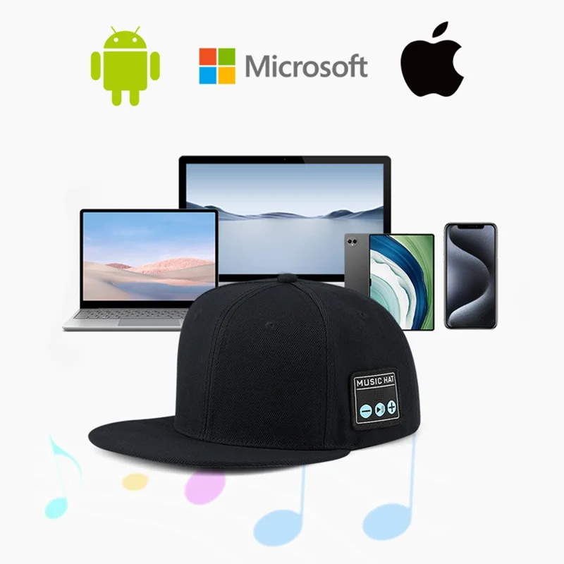 YX2 Hat Wireless Bluetooth-compatible Earphone Music Speaker Smart Cap - Black