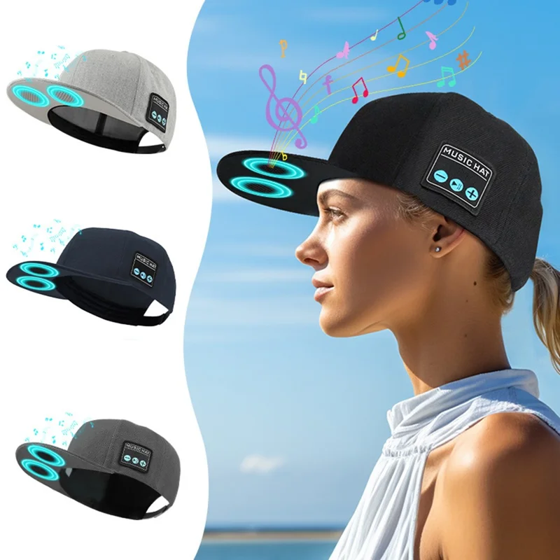 YX2 Hat Wireless Bluetooth-compatible Earphone Music Speaker Smart Cap - Black