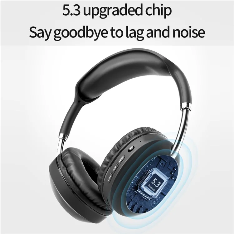 D-819 Bluetooth 5.3 Auriculares Hifi Stereo 15H Tiempo de Juego Auriculares Inalámbricos Soporte FM - Negro