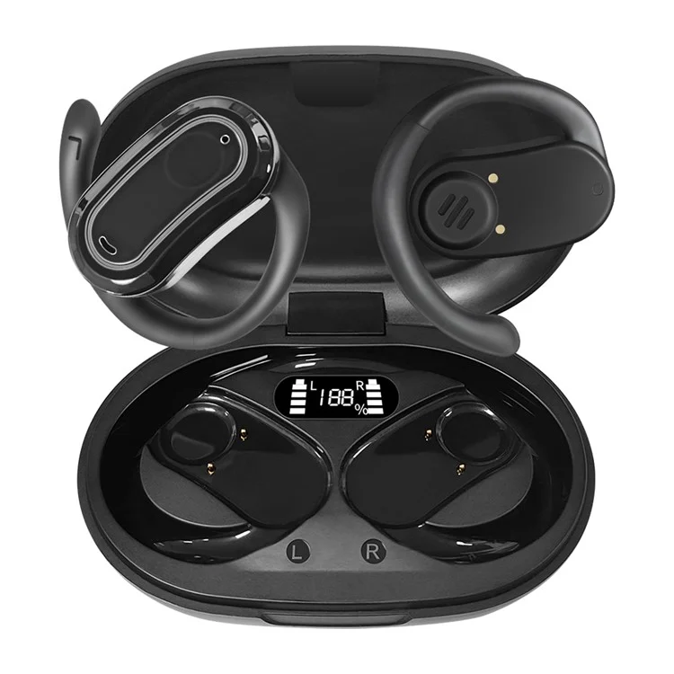 D-OWS8 OWS Wireless Bluetooth-compatible Earbuds with Earhooks 130° Rotation Angle Adjustment Earphones - Black