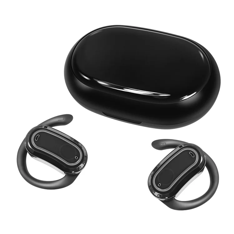 D-OWS8 OWS Wireless Bluetooth-compatible Earbuds with Earhooks 130° Rotation Angle Adjustment Earphones - Black