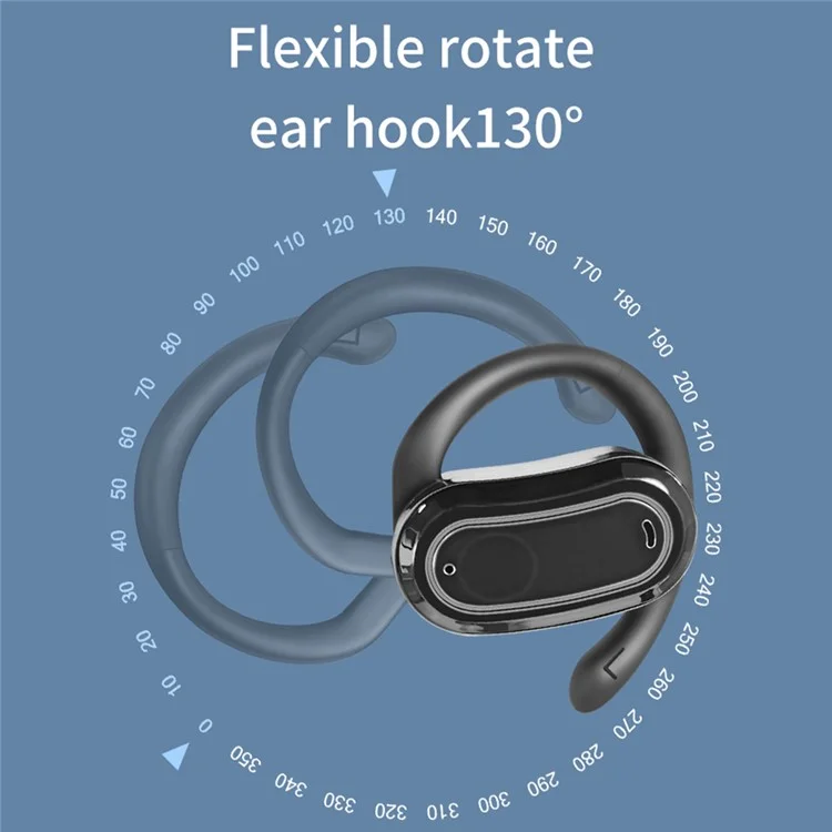 D-OWS8 OWS Wireless Bluetooth-compatible Earbuds with Earhooks 130° Rotation Angle Adjustment Earphones - Black