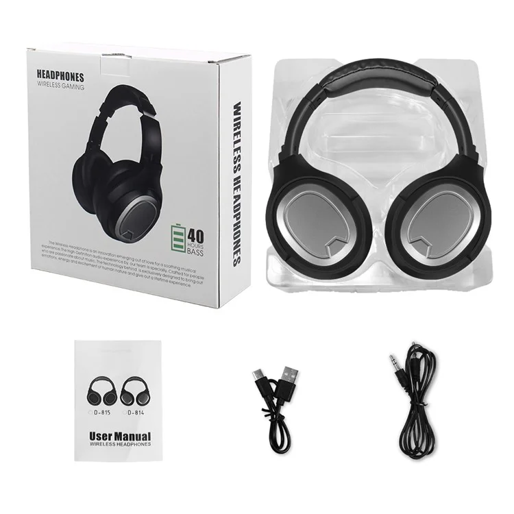 D-814 Wireless Bluetooth 5.3 Наушники Hifi Stereo Shareoshones с 40-часовым Игроком - Черный