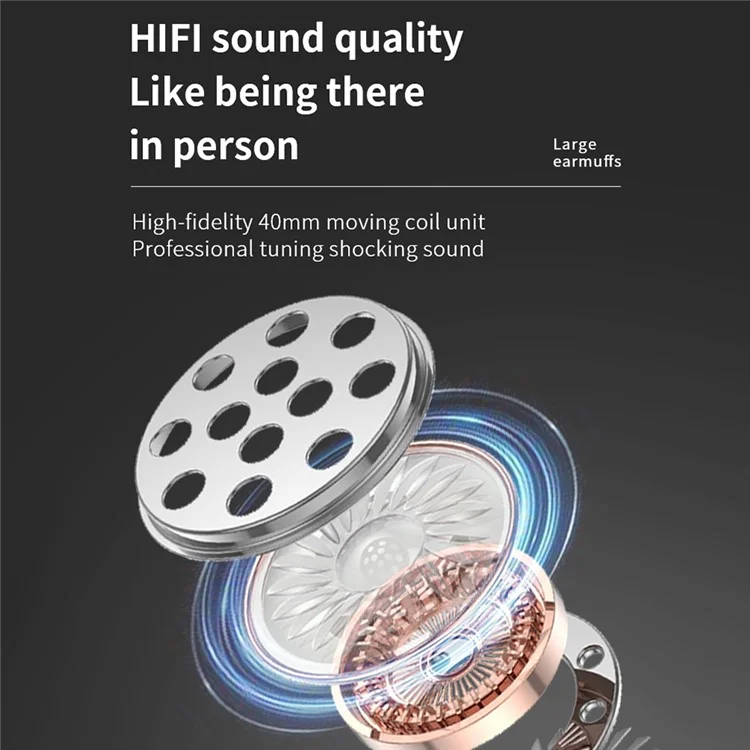 D-814 Wireless Bluetooth 5.3 Наушники Hifi Stereo Shareoshones с 40-часовым Игроком - Черный