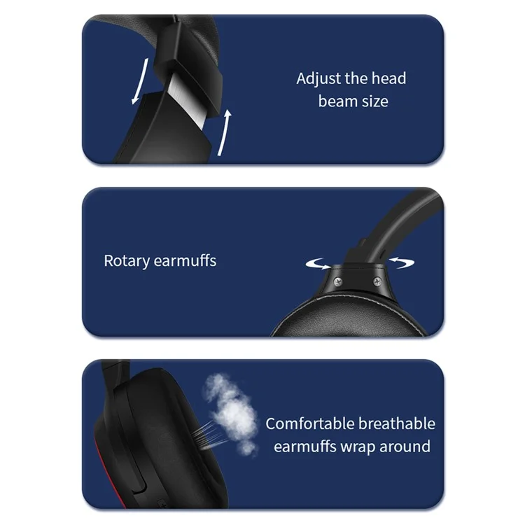 D-815 Wireless Bluetooth-compatible 5.3 Headphones 40H Playtime Over Ear HiFi Stereo Headset for Smartphone, PC - Blue