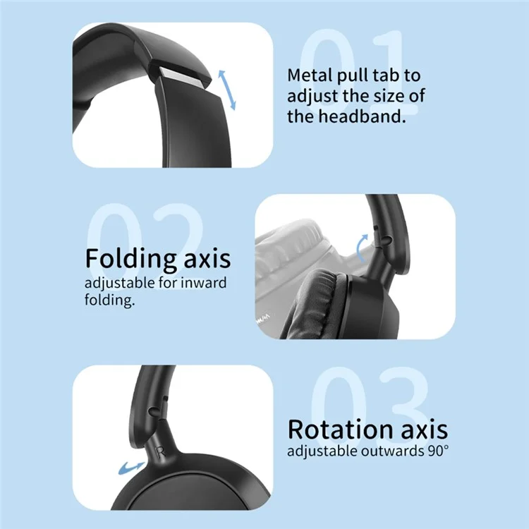 D-913 Bluetooth-compatible 5.3 Headphones 50H Playtime Wireless Foldable Headsets, HiFi Low Delay - Pink