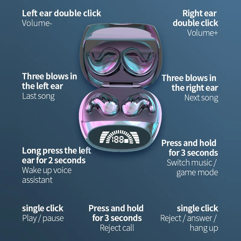 MD528 TWS Bluetooth-compatible Earphones IPX5 Waterproof ENC Noise Reduction Wireless Headphones - Black