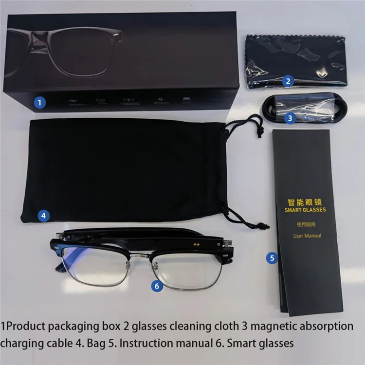 E13-06 Bluetooth-compatible Smart Sunglasses Earphone with Replaceable Lens (CE Certified) - Anti-Blue-Ray Lens