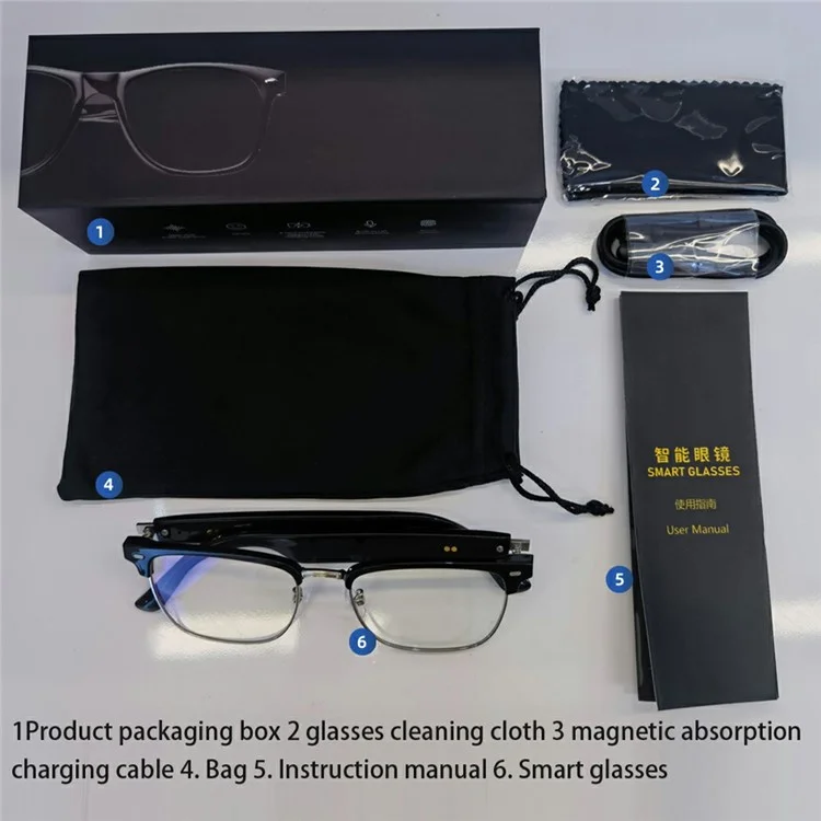 E13-C Bluetooth-compatible Smart Glasses Wireless Music Earphone Sunglasses (CE Certified) - Polarized Lens