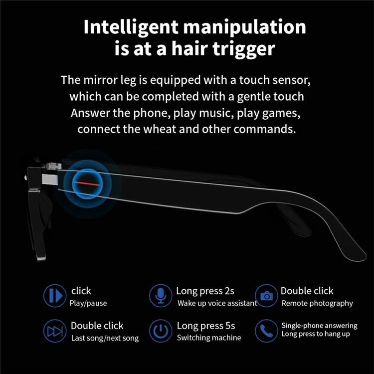 E13-C Bluetooth-compatible Smart Glasses Wireless Music Earphone Sunglasses (CE Certified) - Polarized Lens