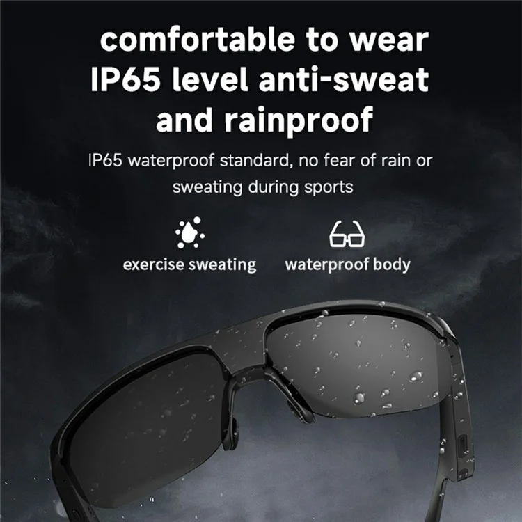 G02 Cycling Smart Glasses Bluetooth-compatible Wireless Earphone Polarized Sunglasses (CE Certified) - Black