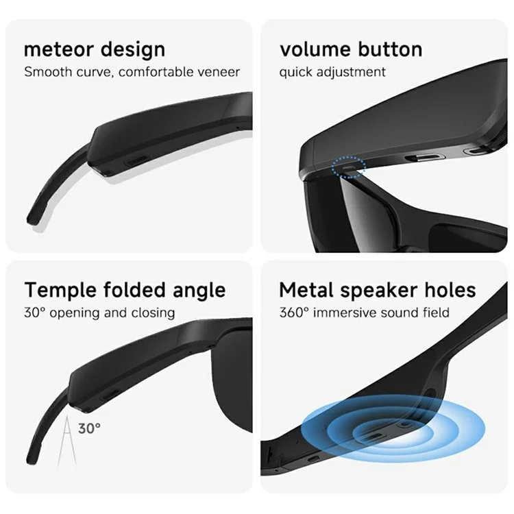 G02 Cycling Smart Glasses Bluetooth-compatible Wireless Earphone Polarized Sunglasses (CE Certified) - Black
