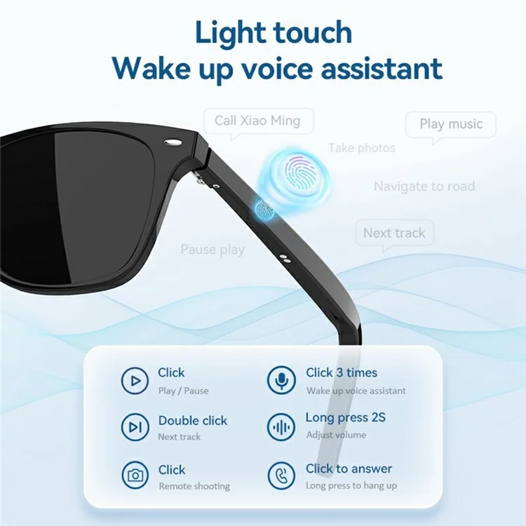 G05-C Anti-Blue-Ray Bluetooth-compatible Glasses Wireless Music Earphone Smart Sunglasses (CE Certified) - Transparent