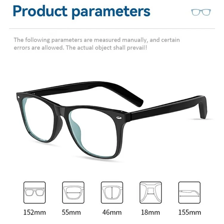 G05-C Anti-Blue-Ray Bluetooth-compatible Glasses Wireless Music Earphone Smart Sunglasses (CE Certified) - Transparent