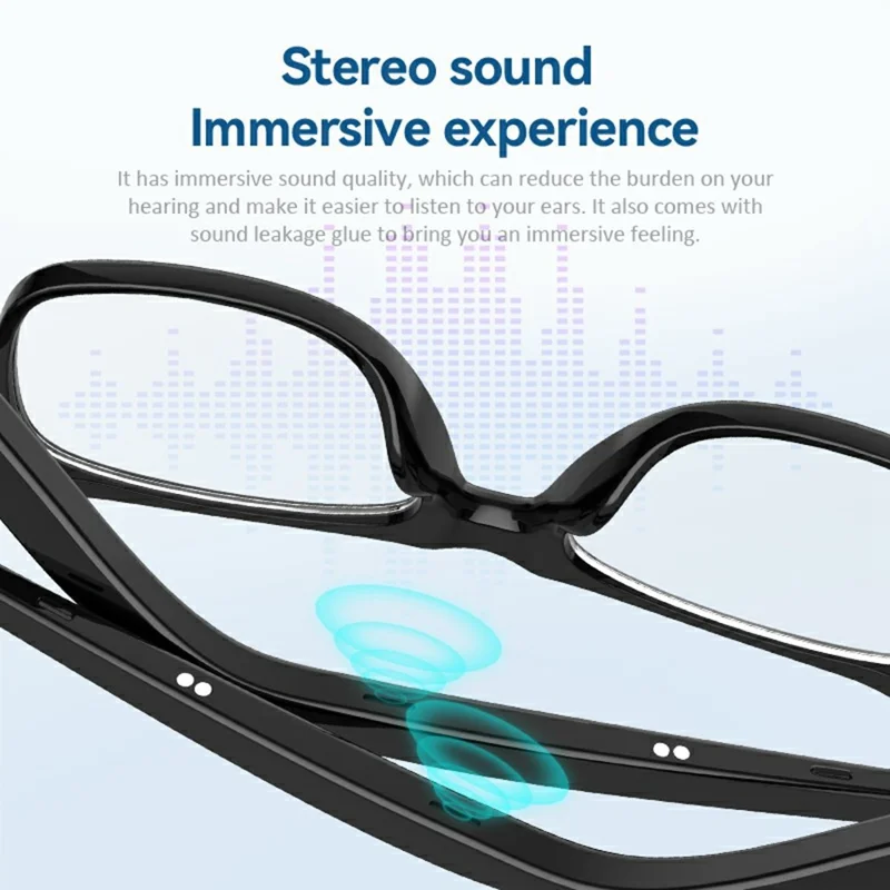 G05-C Anti-Blue-Ray Bluetooth-compatible Glasses Wireless Music Earphone Smart Sunglasses (CE Certified) - Black