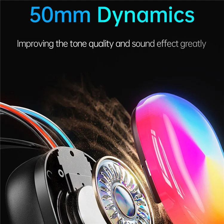 AWEI GM-11pro Colorful Light Gaming Headset E-Sports USB Wired Headphone - Black