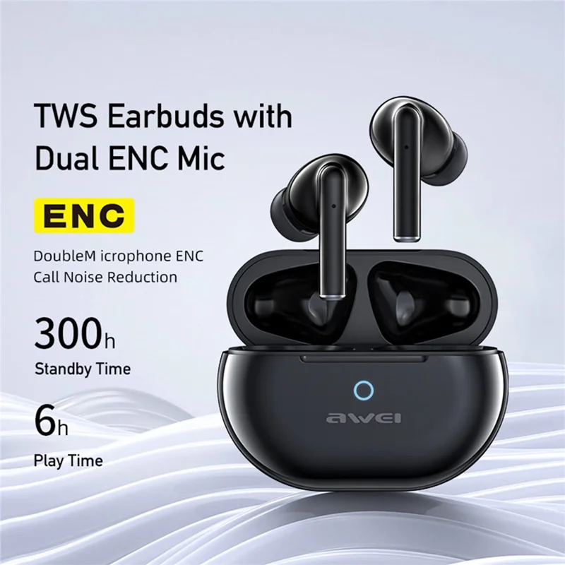 AWEI T61 Bluetooth Headset Enc-rausch-reduktion Earphone Wireless Kopfhörer Mit Integriertem Mikrofon - Schwarz