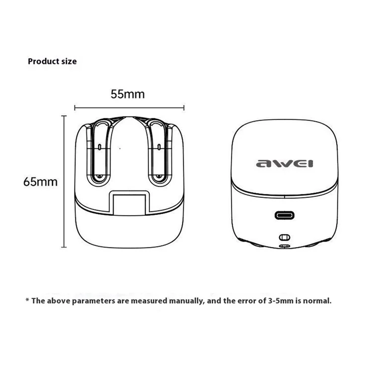 AWEI T79 2 Pairs ENC Noise Reduction Bluetooth-compatible Headsets Wireless Headphones Waterproof Earphones
