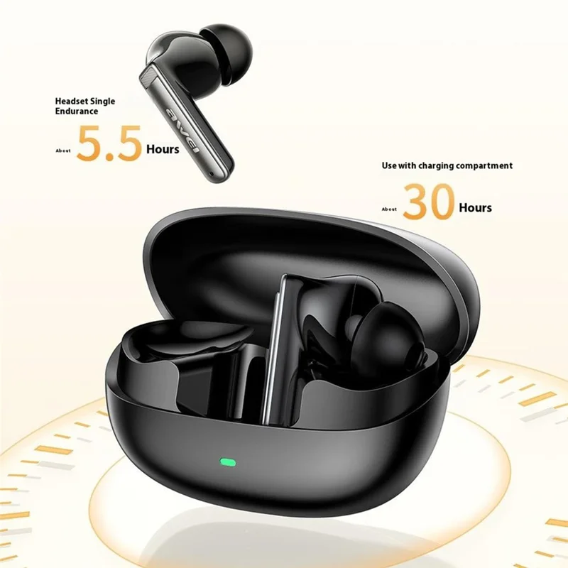 AWEI T88 Noise Reduction Bluetooth-compatible Headset TWS Wireless Headphone Waterproof Earphone - Black