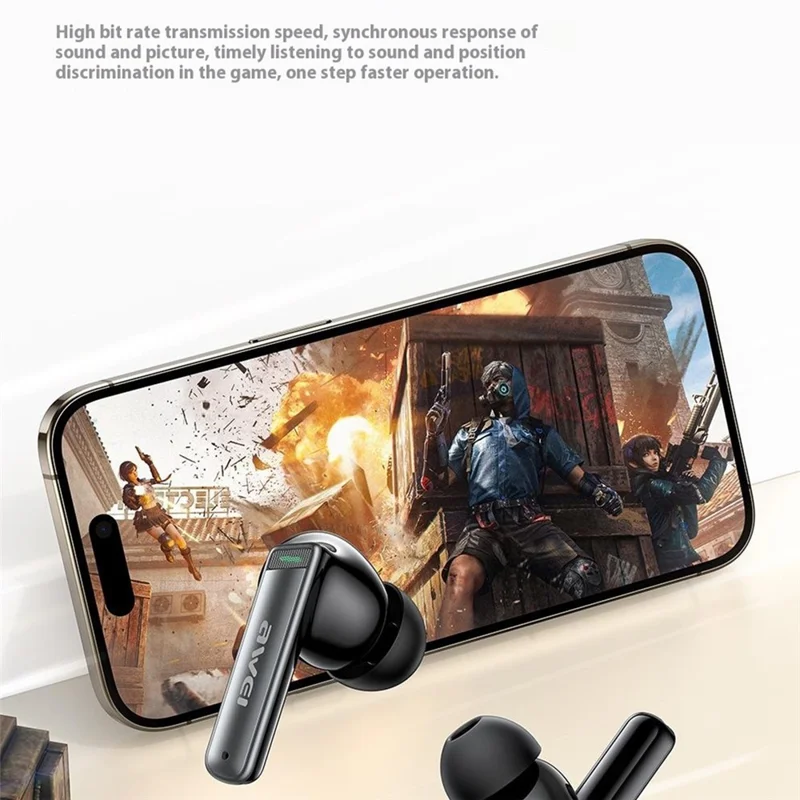 AWEI T88 Noise Reduction Bluetooth-compatible Headset TWS Wireless Headphone Waterproof Earphone - White