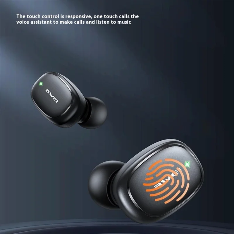 سماعة رأس AWEI T13 Pro بلوتوث ستيريو HiFi مع تحكم باللمس، سماعات لاسلكية مدمجة بوحدة مشغل 8 مم - أزرق