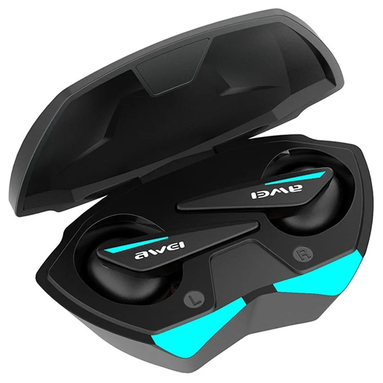 AWEI T23 Bluetooth-compatible Wireless Gaming Headset TWS Waterproof In-Ear Headphone with Cool Light Effect