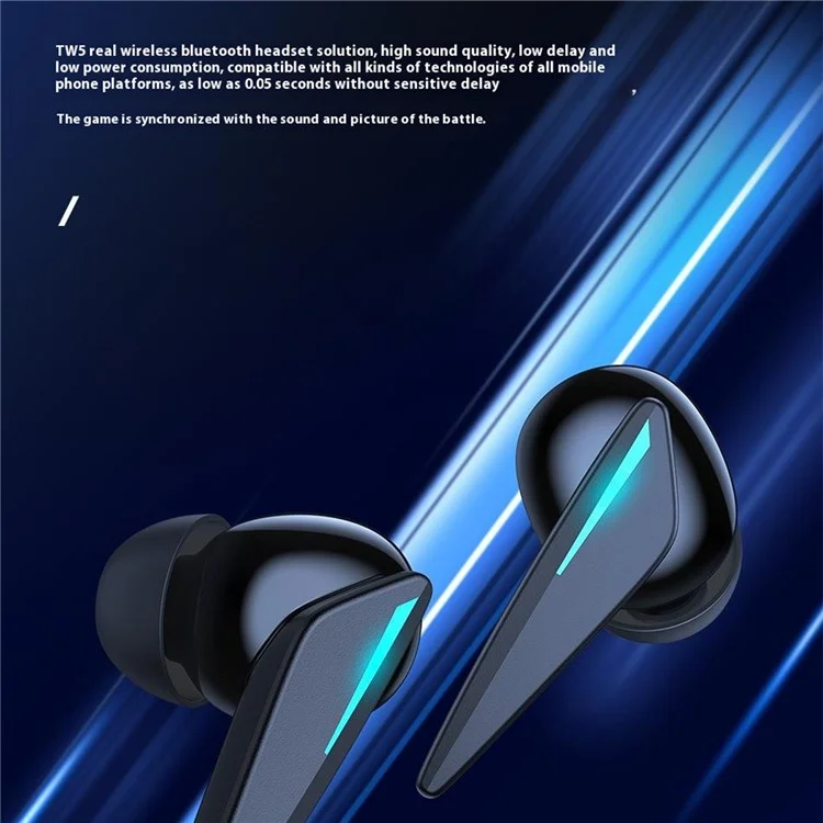 AWEI T23 Bluetooth-compatible Wireless Gaming Headset TWS Waterproof In-Ear Headphone with Cool Light Effect