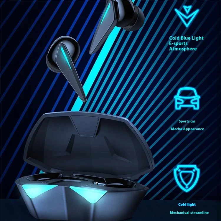 AWEI T23 Bluetooth-compatible Wireless Gaming Headset TWS Waterproof In-Ear Headphone with Cool Light Effect